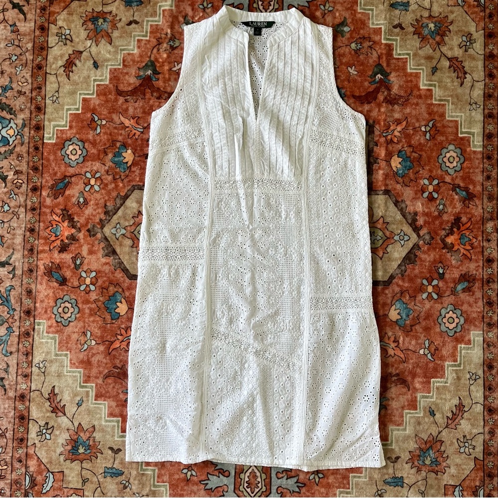 Ralph Lauren White Eyelet Shift Dress